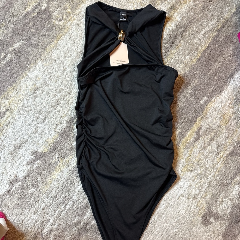 SHEIN Black Swimsuit with Silver Detail